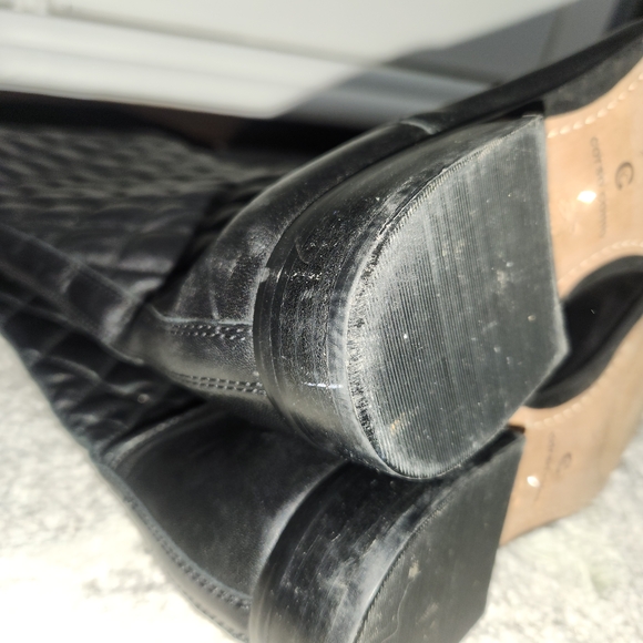 Black Quilted Leather Knee-High Boots - Picture 7 of 8